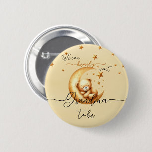 Watercolor Sleeping Bear On Moon Grandma-to-be 6 Cm Round Badge