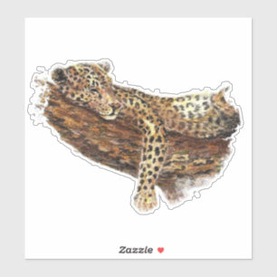 Watercolor Sleeping Resting Leopard Cat