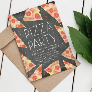 Watercolor Slice   Any Occasion Pizza Party Invitation