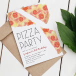 Watercolor Slice | Kids Pizza Party Birthday Invitation<br><div class="desc">Invite friends to your child's pizza party birthday with these cute invitations. Design features your party details surrounded by colourful watercolor pepperoni pizza slices. Add your party details using the template fields provided.</div>