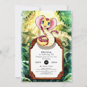 Watercolor Slither Snake Birthday Invitation