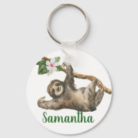 Watercolor Sloth Monogram name Gift