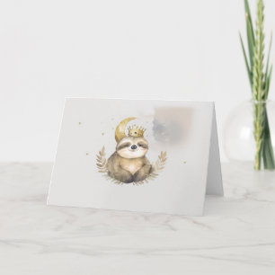 Watercolor Sloth Moon Crown                        Card