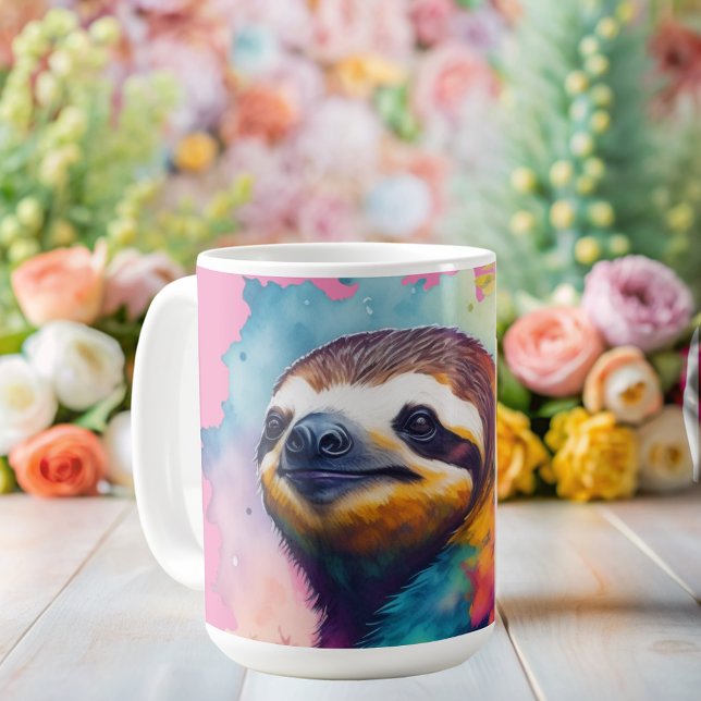 Watercolor sloth pink  coffee mug (Creator Uploaded)