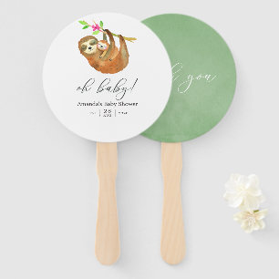 Watercolor Sloth themed Baby Shower Hand Fan
