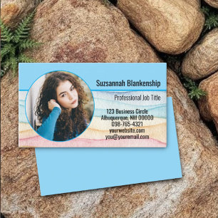 Watercolor Small Business Custom Round Photo Business Card