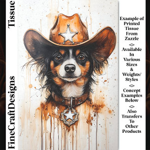 Watercolor Small Cowboy Sheriff Dog DP3 Decoupage Tissue Paper
