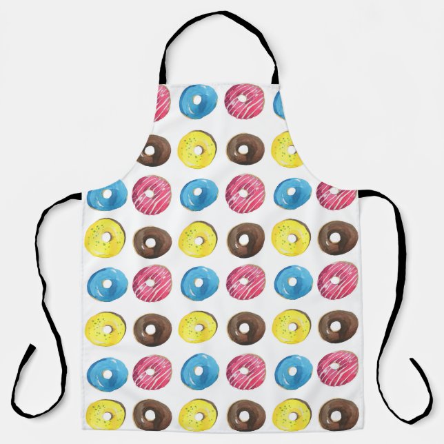 Watercolor small doughnuts, seamless pattern. apron (Front)