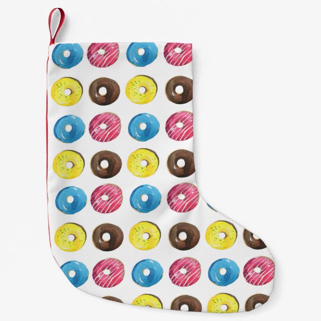 Watercolor small doughnuts, seamless pattern. christmas stocking (Front)