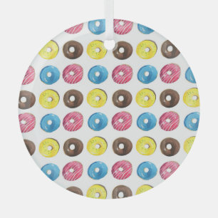 Watercolor small doughnuts, seamless pattern. glass tree decoration