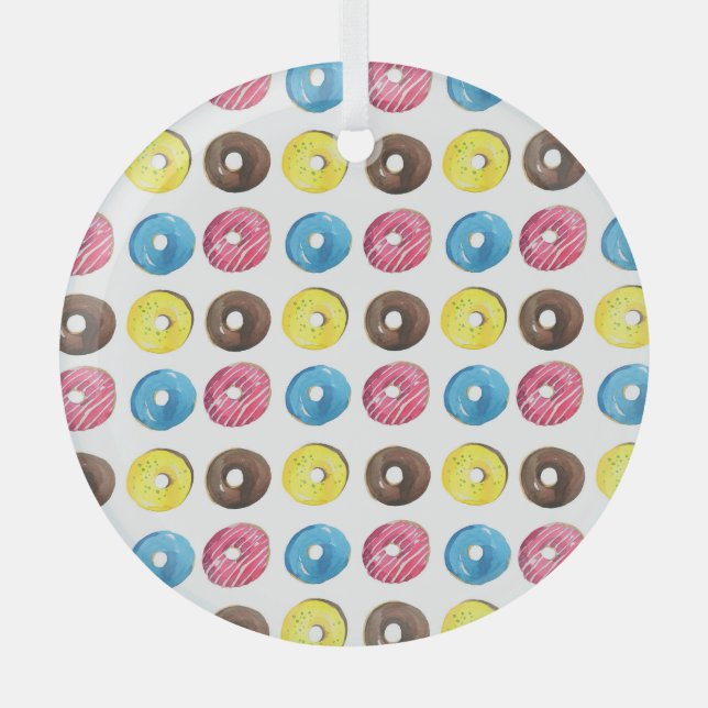 Watercolor small doughnuts, seamless pattern. glass tree decoration (Front)