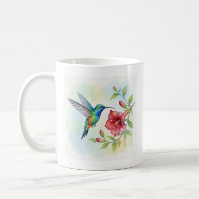 Watercolor Small Hummingbird Coffee Mug (Left)