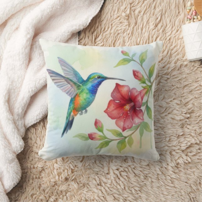 Watercolor Small Hummingbird Cushion (Blanket)