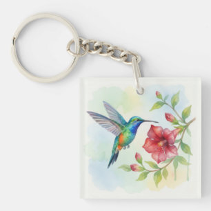 Watercolor Small Hummingbird Key Ring