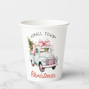 Watercolor Small Town Christmas Satin Paper Cups