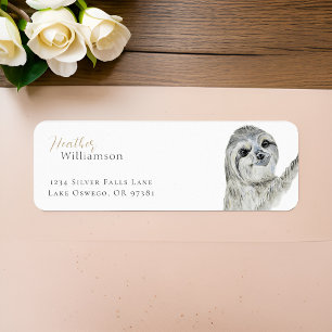 Watercolor Smiling Sloth Return Address