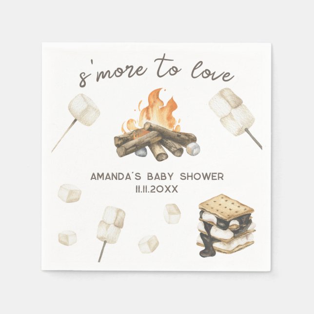 Watercolor S'more Baby Shower  Napkin (Front)