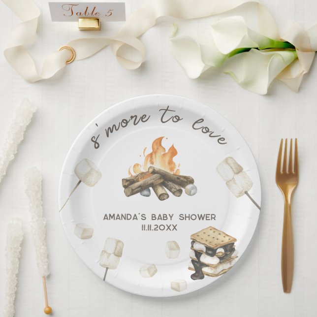Watercolor S'more Baby Shower  Paper Plate (Wedding)