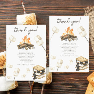 Watercolor S'more Baby Shower Thank you Card