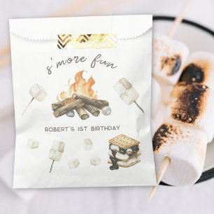 Watercolor S'more Campfire 1st Birthday Favour Bags
