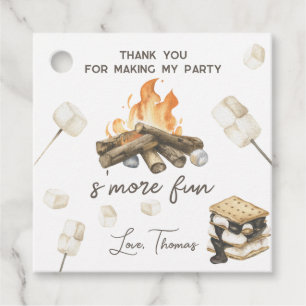 Watercolor S'more Campfire 1st Birthday Thank you Favour Tags