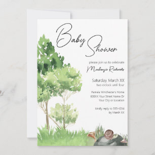 Watercolor Snail in the Park Baby Shower Invitation