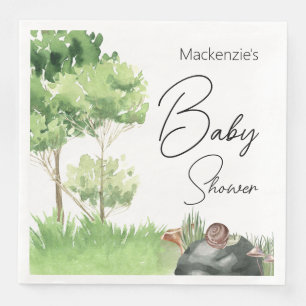 Watercolor Snail in the Park Baby Shower Napkin