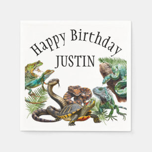 Watercolor Snake Birthday Reptile  Napkin