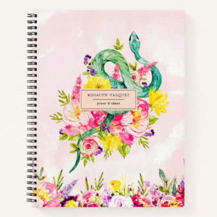 Watercolor Snake & Floral Personalised Journal