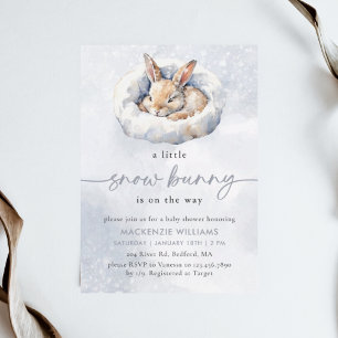 Watercolor Snow Bunny Baby Shower Invitation