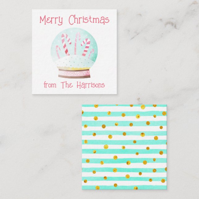 Watercolor Snow Globe Christmas Gift Enclosures Card (Front/Back)
