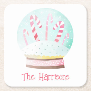 Watercolor Snow Globe Christmas Paper Coasters