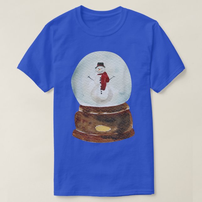 Watercolor Snow Globe Santa Christmas Tree Lights  T-Shirt (Design Front)