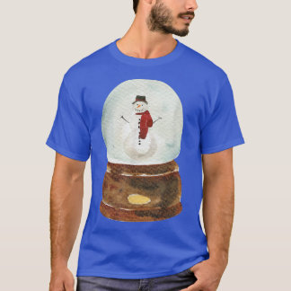 Watercolor Snow Globe Santa Christmas Tree Lights  T-Shirt