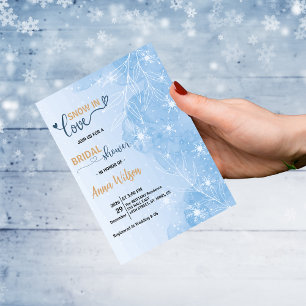 Watercolor Snow in Love Winter Bridal Shower  Invitation