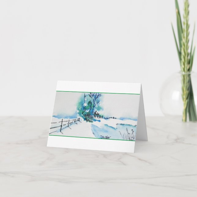 Watercolor Snow Landscape Christmas Card (Front)