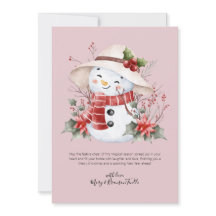Watercolor Snow Man with Holly