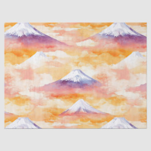Watercolor Snow Mountains Orange Twilight Scene Tissue Paper