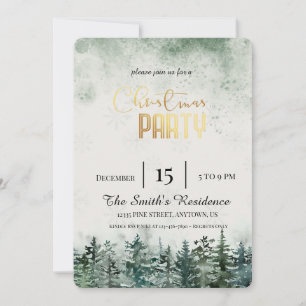 Watercolor Snow Pine Forest Invitation