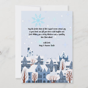 Watercolor Snow Village Winter Scene Holiday Card