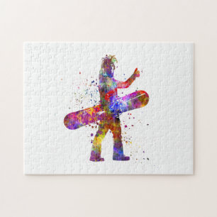 Watercolor snowboard competition jigsaw puzzle