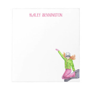 Watercolor Snowboarding Personalised Notepad