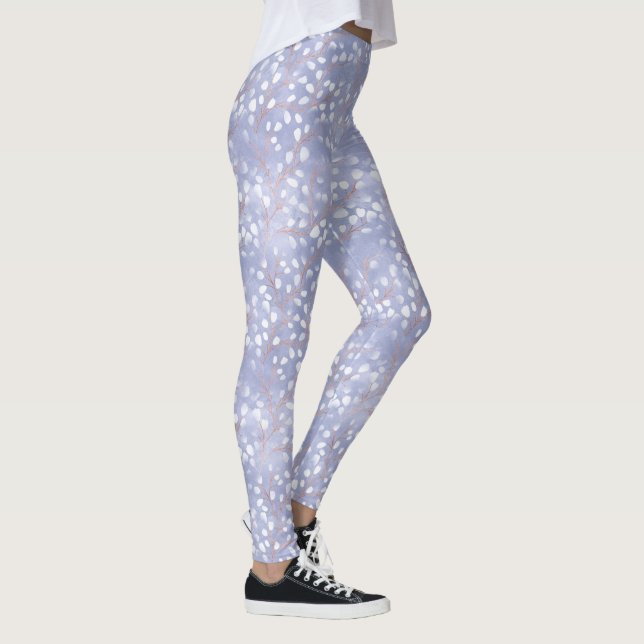 Watercolor Snowdrops Lavender/Copper ID726 Leggings (Right)