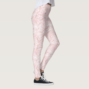 Watercolor Snowdrops Pink/Copper ID726 Leggings