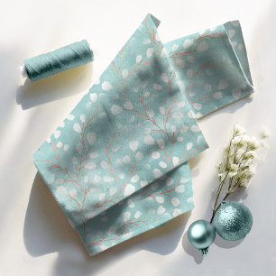 Watercolor Snowdrops Teal/Copper ID726 Fabric