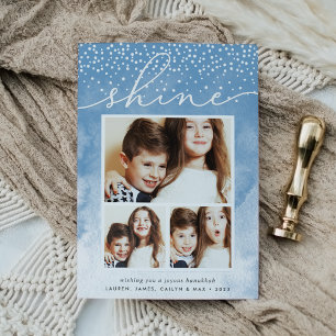 Watercolor Snowfall Hanukkah Photo Collage Card