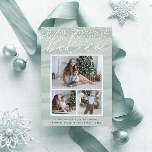 Watercolor Snowfall Holiday Photo Collage Card