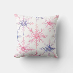 Watercolor Snowflake Pillow in Pastel Shades