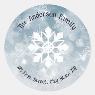 Watercolor Snowflake Snow Winter  Classic Round Sticker