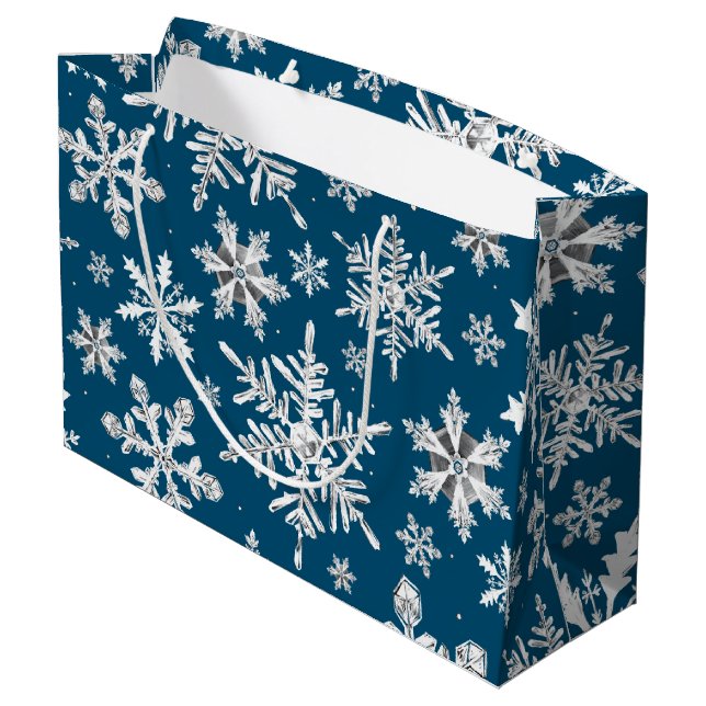 Watercolor Snowflake Wrapping Large Gift Bag (Back Angled)